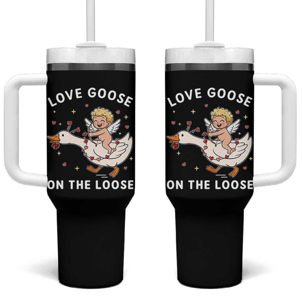 Funny Valentine Goose Tumbler With Handle Love Goose On The Loose - Wonder Print Shop