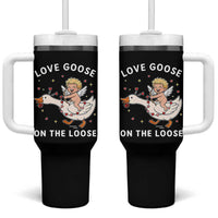 Funny Valentine Goose Tumbler With Handle Love Goose On The Loose - Wonder Print Shop
