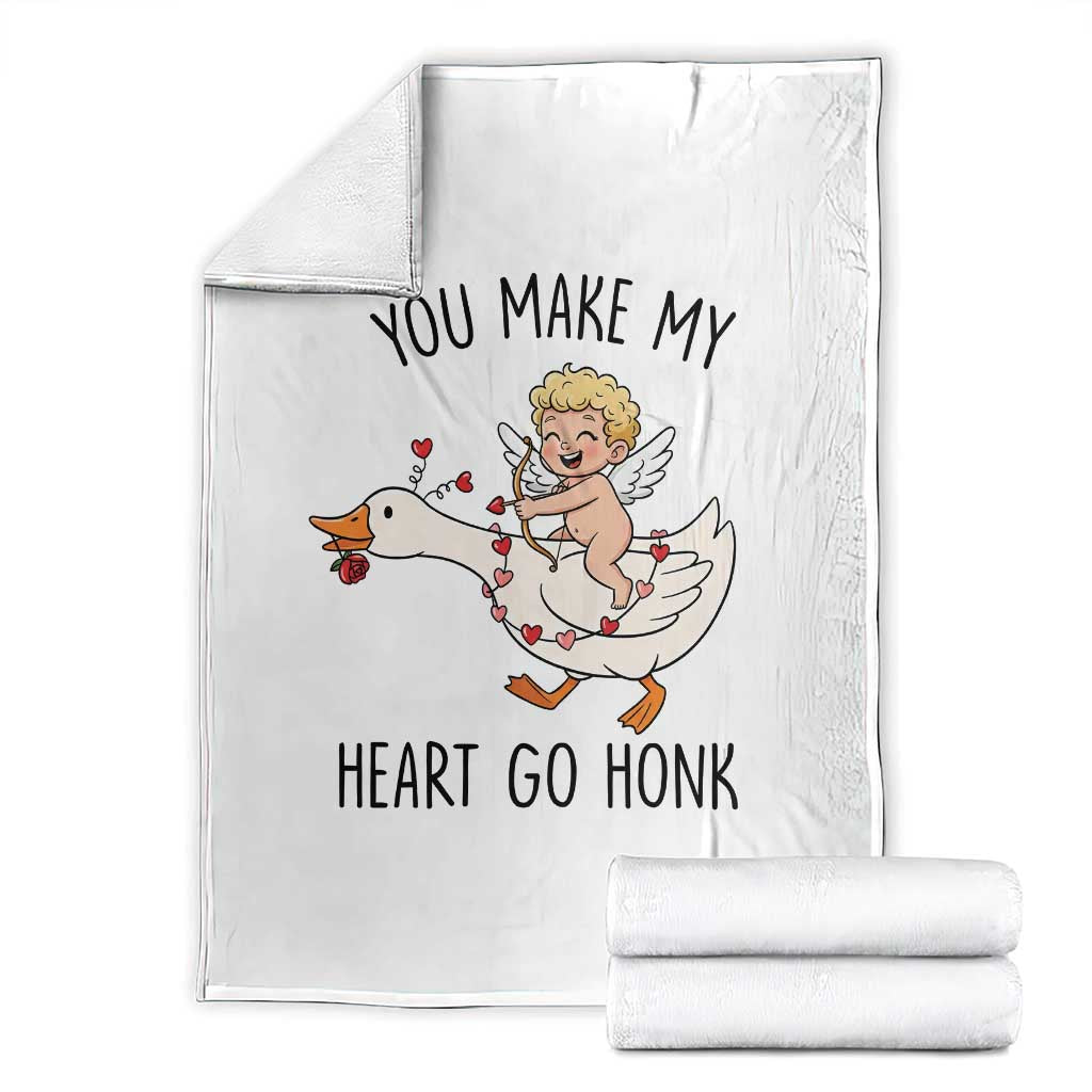 Funny Valentine Goose Throw Blanket You Make My Heart Go Honk - Wonder Print Shop