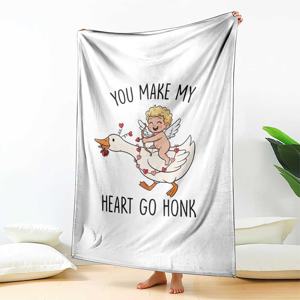 Funny Valentine Goose Throw Blanket You Make My Heart Go Honk - Wonder Print Shop