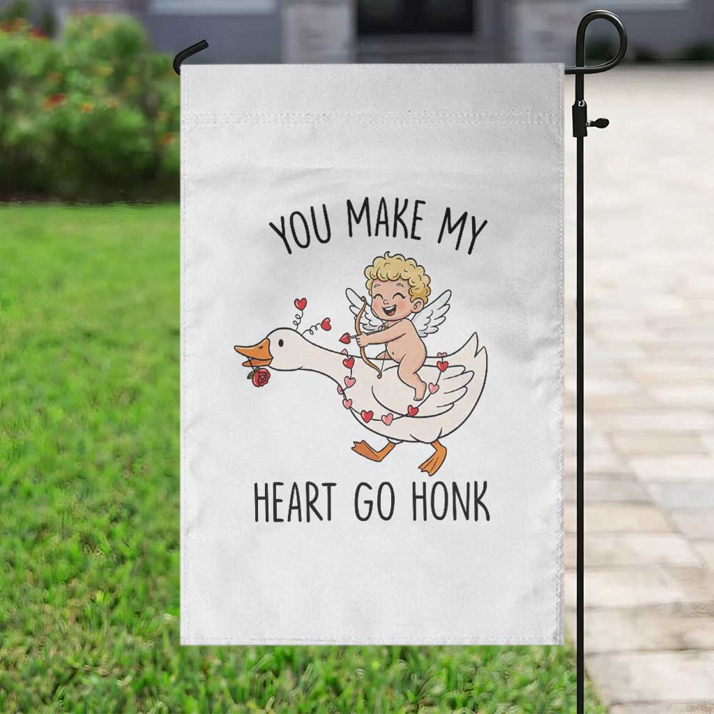 Funny Valentine Goose Garden Flag You Make My Heart Go Honk - Wonder Print Shop