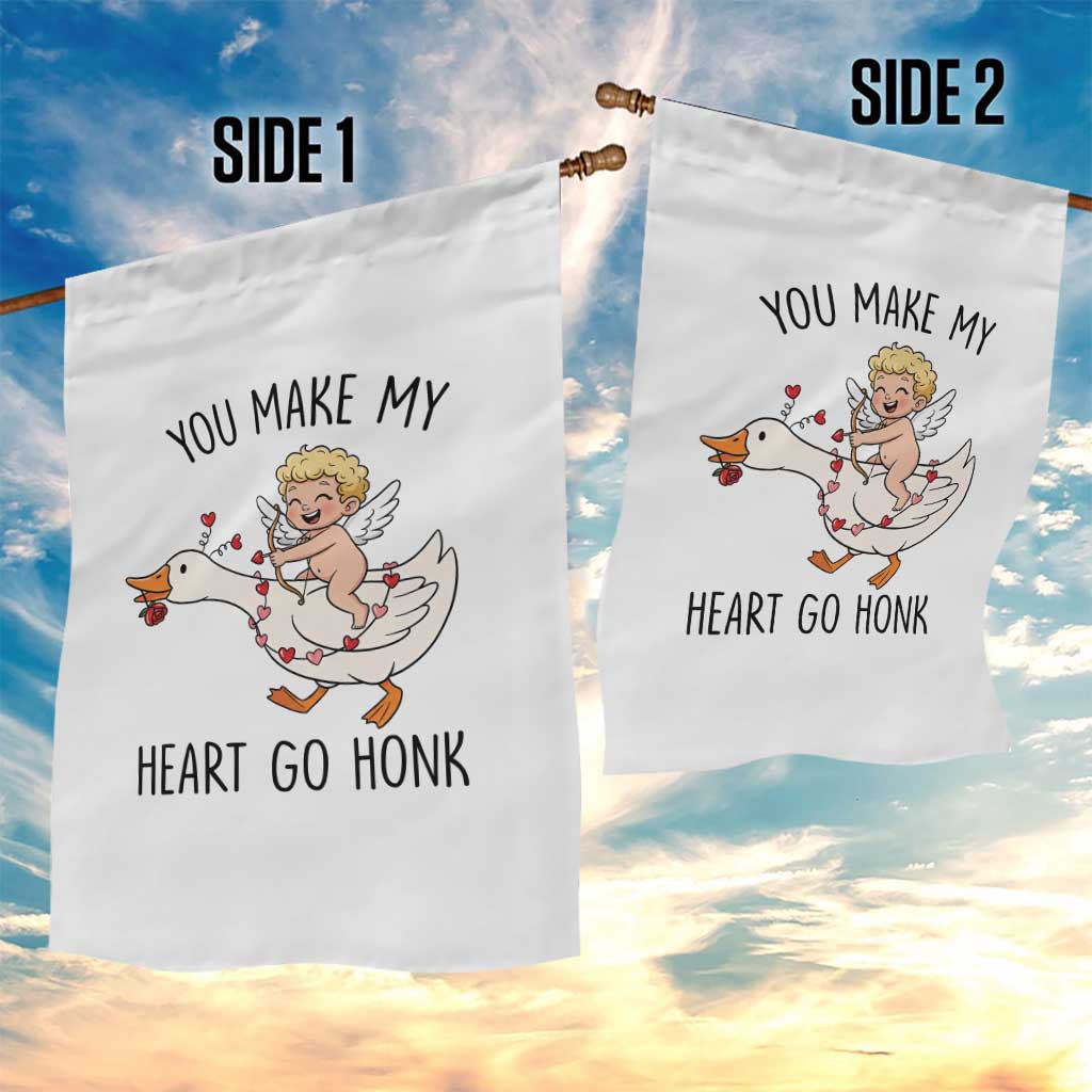 Funny Valentine Goose Garden Flag You Make My Heart Go Honk - Wonder Print Shop