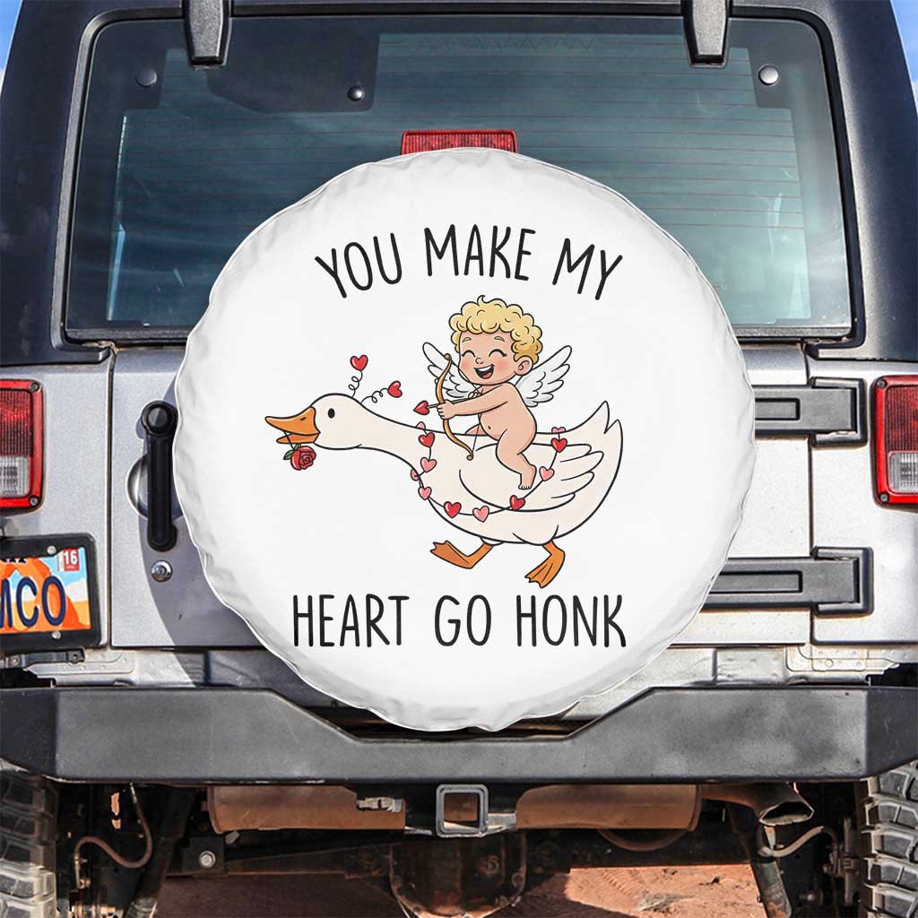 Funny Valentine Goose Spare Tire Cover You Make My Heart Go Honk - Wonder Print Shop