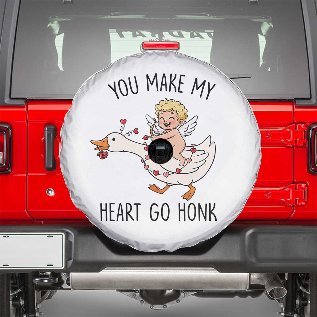Funny Valentine Goose Spare Tire Cover You Make My Heart Go Honk - Wonder Print Shop