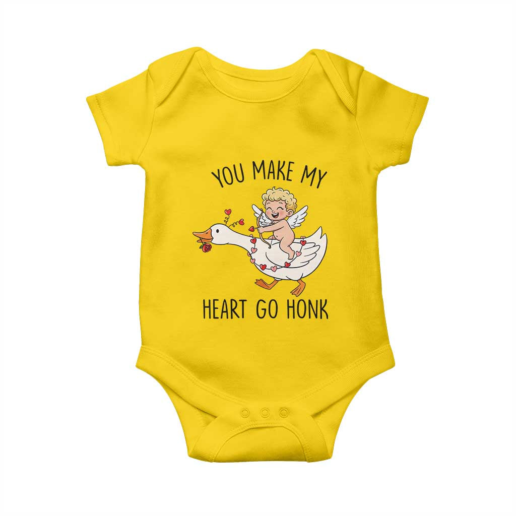 Funny Valentine Goose Baby Onesie You Make My Heart Go Honk - Wonder Print Shop