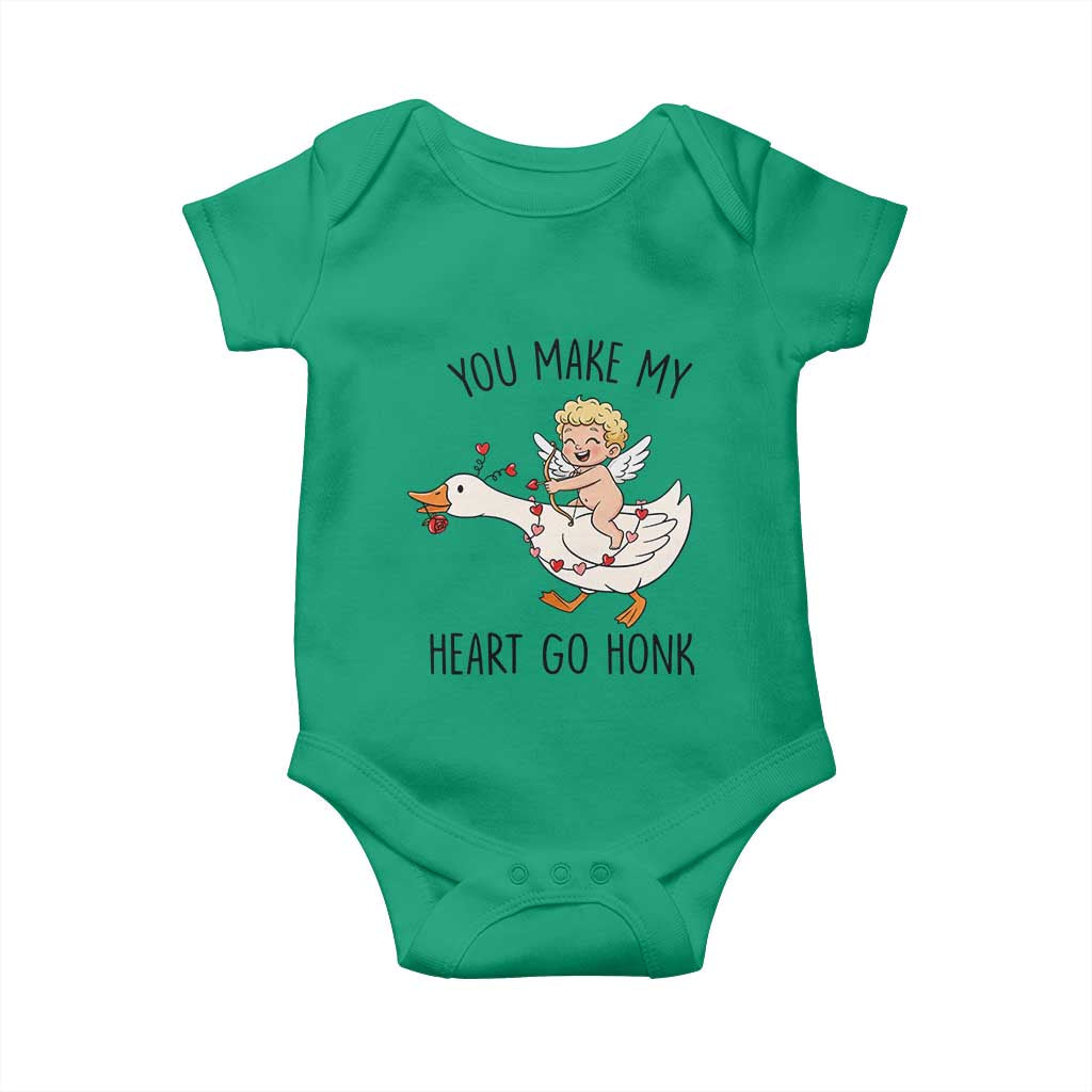 Funny Valentine Goose Baby Onesie You Make My Heart Go Honk - Wonder Print Shop