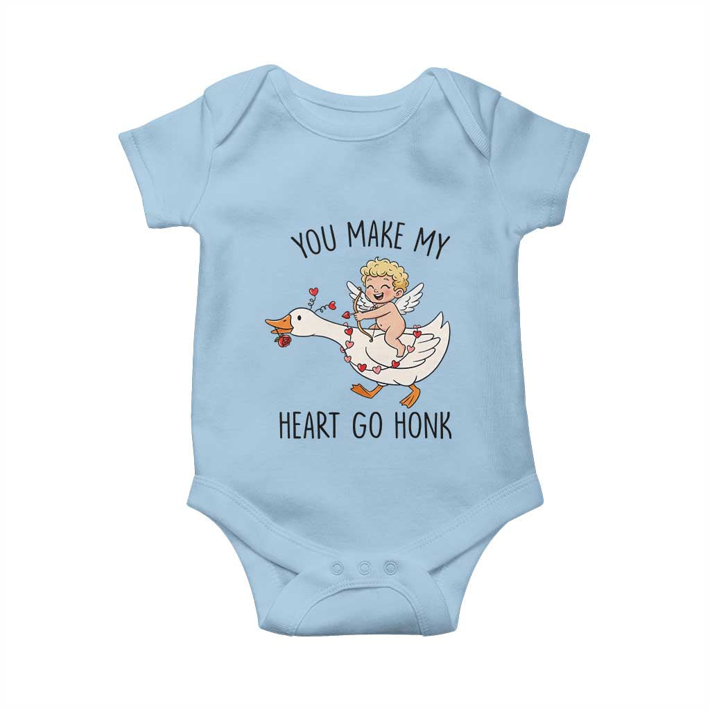 Funny Valentine Goose Baby Onesie You Make My Heart Go Honk - Wonder Print Shop