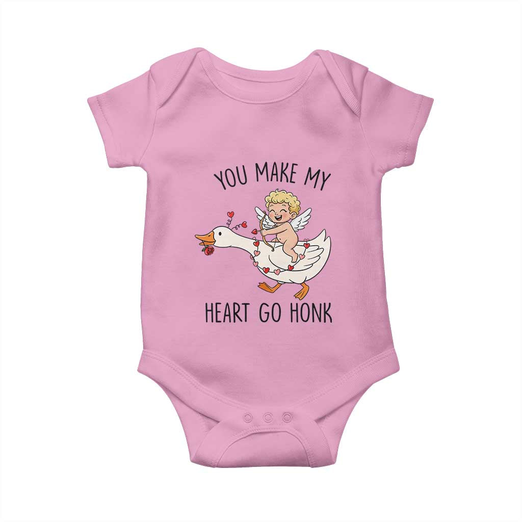 Funny Valentine Goose Baby Onesie You Make My Heart Go Honk - Wonder Print Shop
