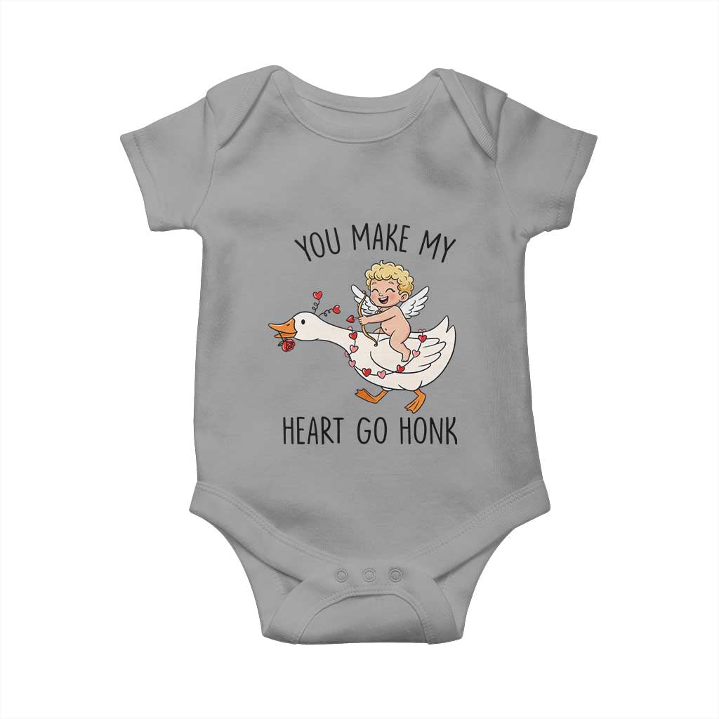 Funny Valentine Goose Baby Onesie You Make My Heart Go Honk - Wonder Print Shop