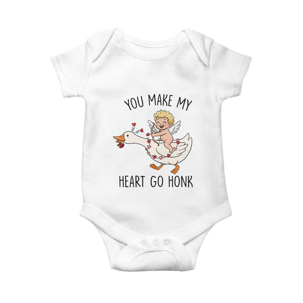 Funny Valentine Goose Baby Onesie You Make My Heart Go Honk - Wonder Print Shop