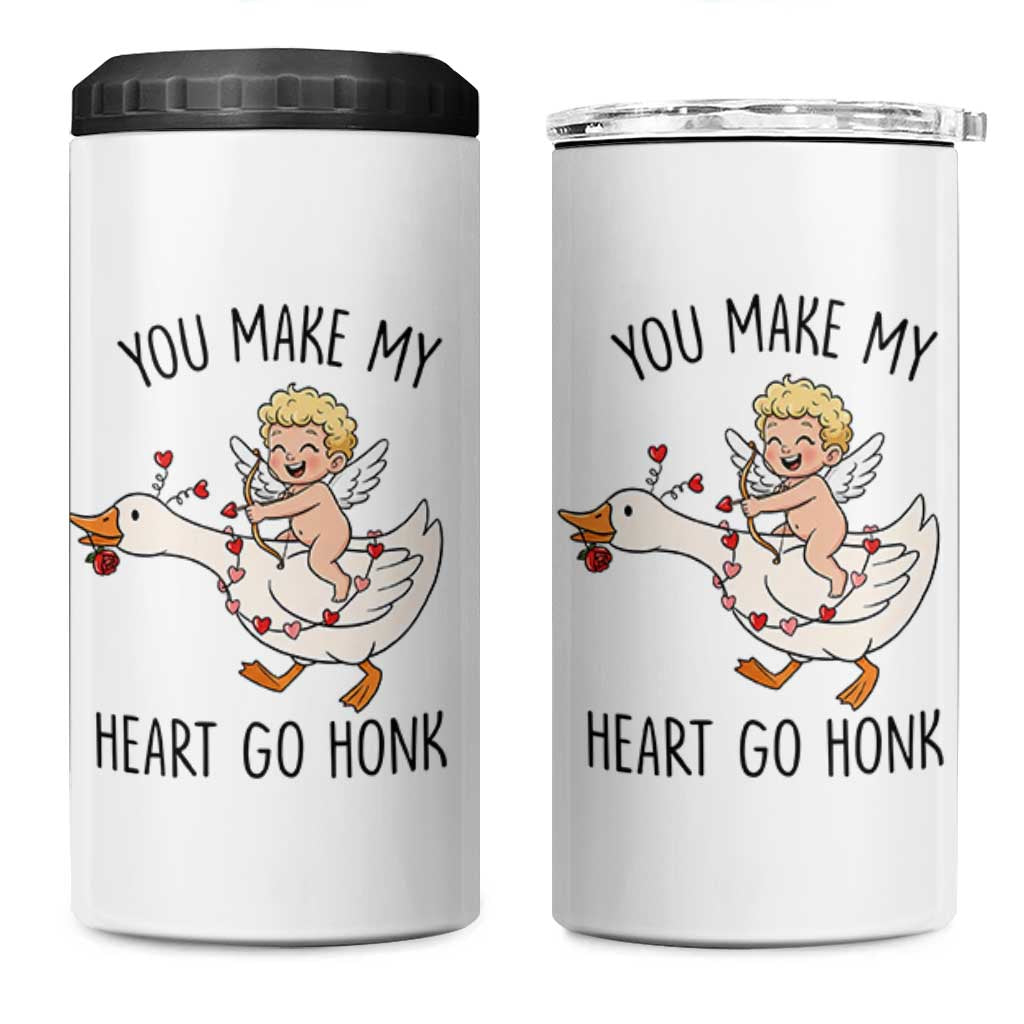 Funny Valentine Goose 4 in 1 Can Cooler Tumbler You Make My Heart Go Honk - Wonder Print Shop
