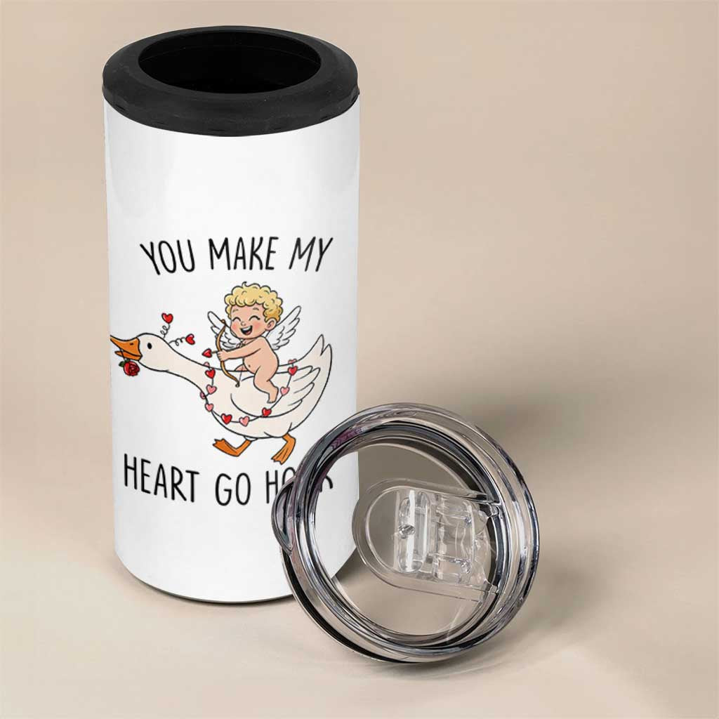 Funny Valentine Goose 4 in 1 Can Cooler Tumbler You Make My Heart Go Honk - Wonder Print Shop
