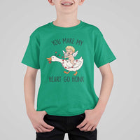 Funny Valentine Goose T Shirt For Kid You Make My Heart Go Honk - Wonder Print Shop