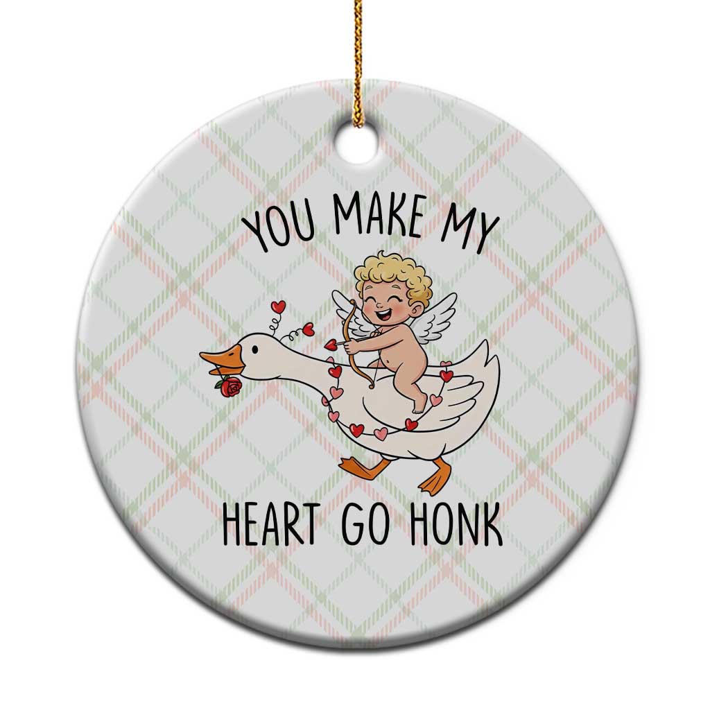 Funny Valentine Goose Ceramic Ornament You Make My Heart Go Honk - Wonder Print Shop