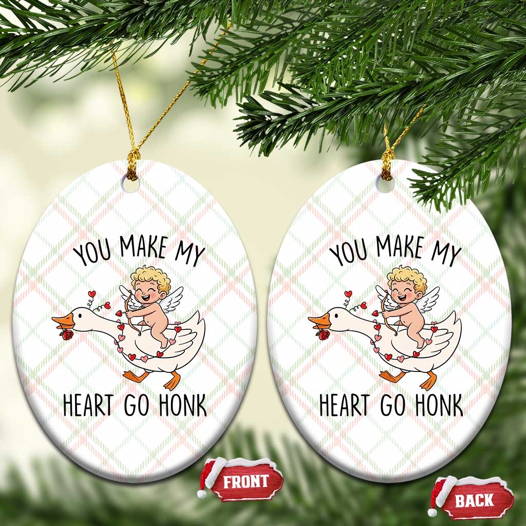 Funny Valentine Goose Ceramic Ornament You Make My Heart Go Honk - Wonder Print Shop