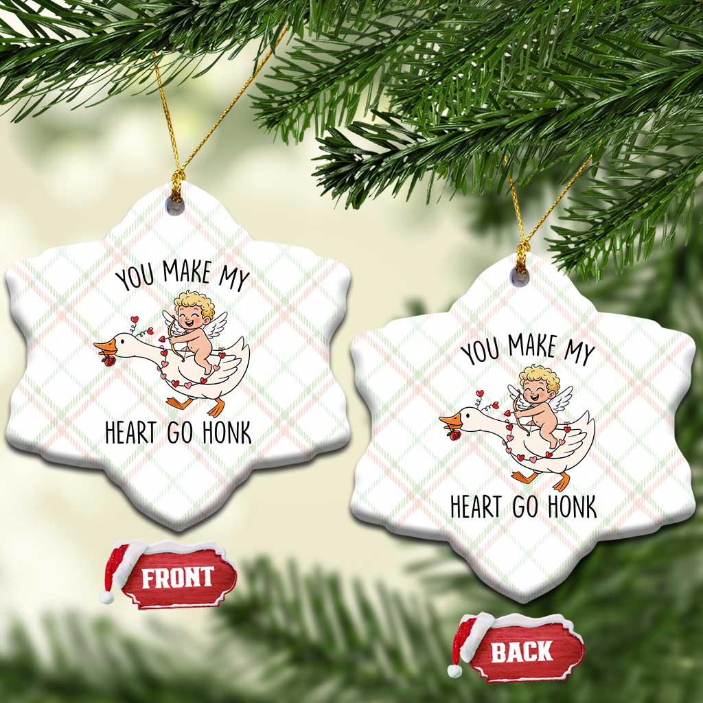 Funny Valentine Goose Ceramic Ornament You Make My Heart Go Honk - Wonder Print Shop