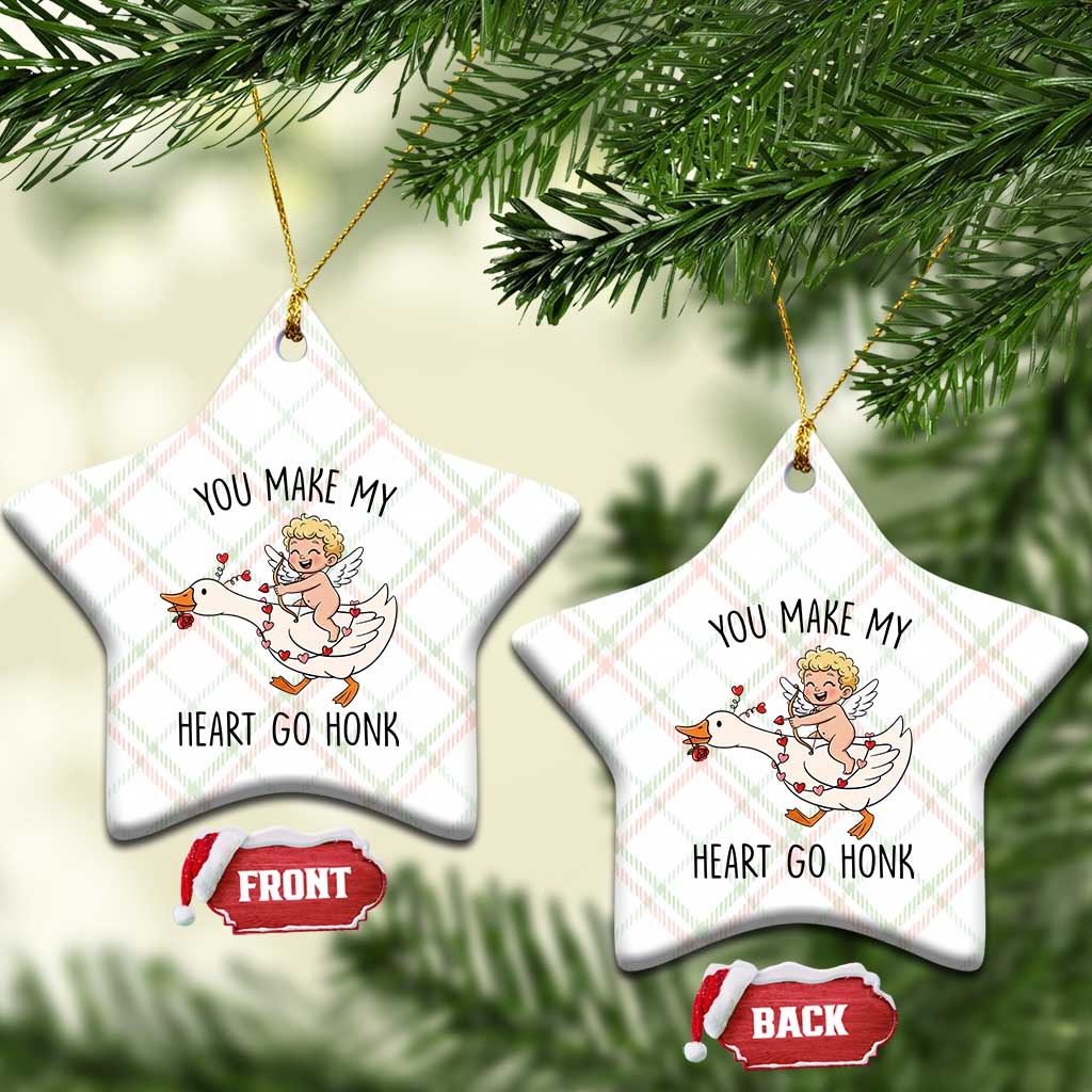 Funny Valentine Goose Ceramic Ornament You Make My Heart Go Honk - Wonder Print Shop