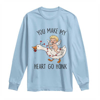 Funny Valentine Goose Long Sleeve Shirt You Make My Heart Go Honk - Wonder Print Shop