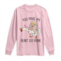 Funny Valentine Goose Long Sleeve Shirt You Make My Heart Go Honk - Wonder Print Shop