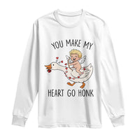Funny Valentine Goose Long Sleeve Shirt You Make My Heart Go Honk - Wonder Print Shop