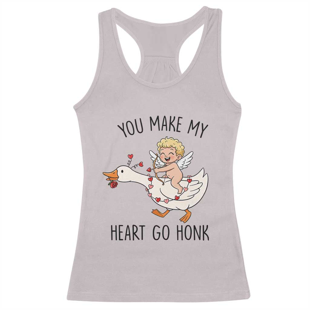 Funny Valentine Goose Racerback Tank Top You Make My Heart Go Honk - Wonder Print Shop