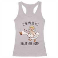 Funny Valentine Goose Racerback Tank Top You Make My Heart Go Honk - Wonder Print Shop