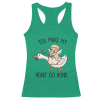Funny Valentine Goose Racerback Tank Top You Make My Heart Go Honk - Wonder Print Shop