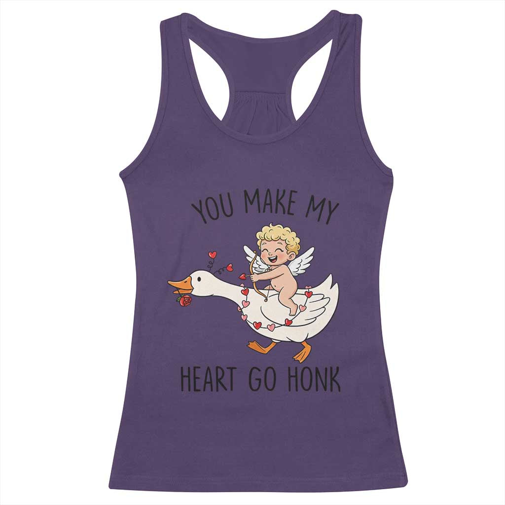 Funny Valentine Goose Racerback Tank Top You Make My Heart Go Honk - Wonder Print Shop