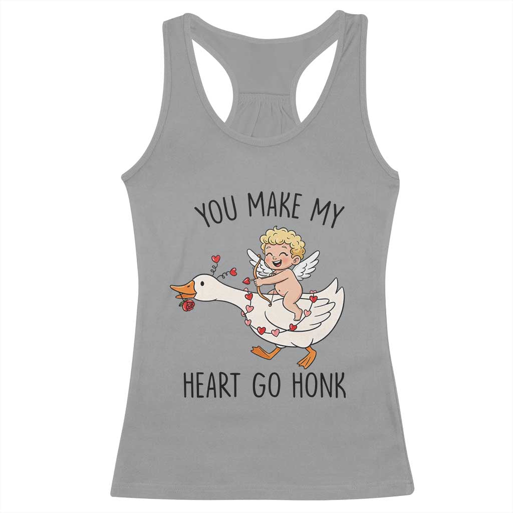 Funny Valentine Goose Racerback Tank Top You Make My Heart Go Honk - Wonder Print Shop