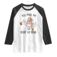 Funny Valentine Goose Raglan Shirt You Make My Heart Go Honk - Wonder Print Shop