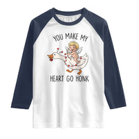 Funny Valentine Goose Raglan Shirt You Make My Heart Go Honk - Wonder Print Shop