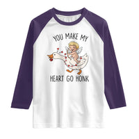 Funny Valentine Goose Raglan Shirt You Make My Heart Go Honk - Wonder Print Shop