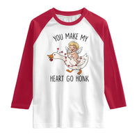 Funny Valentine Goose Raglan Shirt You Make My Heart Go Honk - Wonder Print Shop