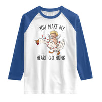Funny Valentine Goose Raglan Shirt You Make My Heart Go Honk - Wonder Print Shop