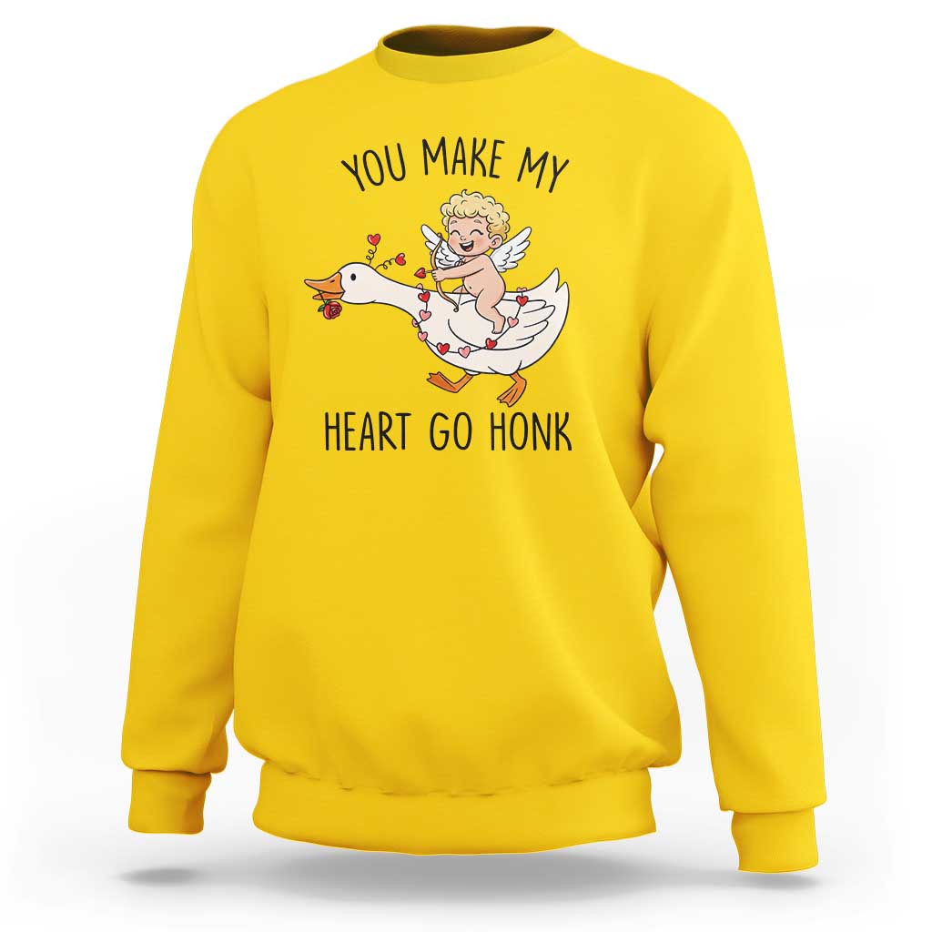 Funny Valentine Goose Sweatshirt You Make My Heart Go Honk - Wonder Print Shop