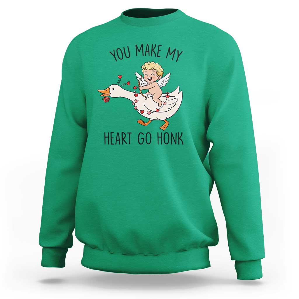 Funny Valentine Goose Sweatshirt You Make My Heart Go Honk - Wonder Print Shop
