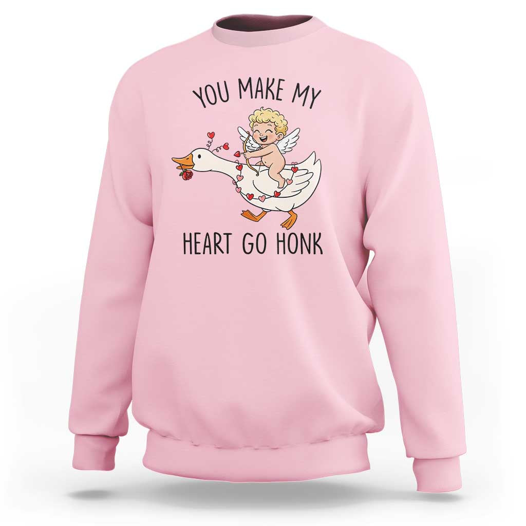 Funny Valentine Goose Sweatshirt You Make My Heart Go Honk - Wonder Print Shop