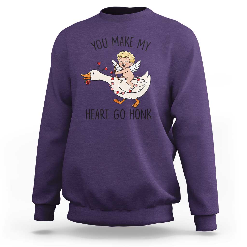 Funny Valentine Goose Sweatshirt You Make My Heart Go Honk - Wonder Print Shop