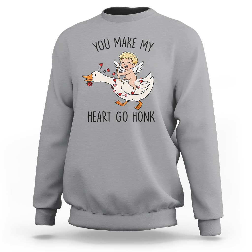 Funny Valentine Goose Sweatshirt You Make My Heart Go Honk - Wonder Print Shop