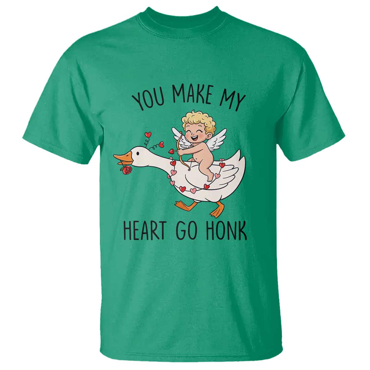 Funny Valentine Goose T Shirt You Make My Heart Go Honk - Wonder Print Shop