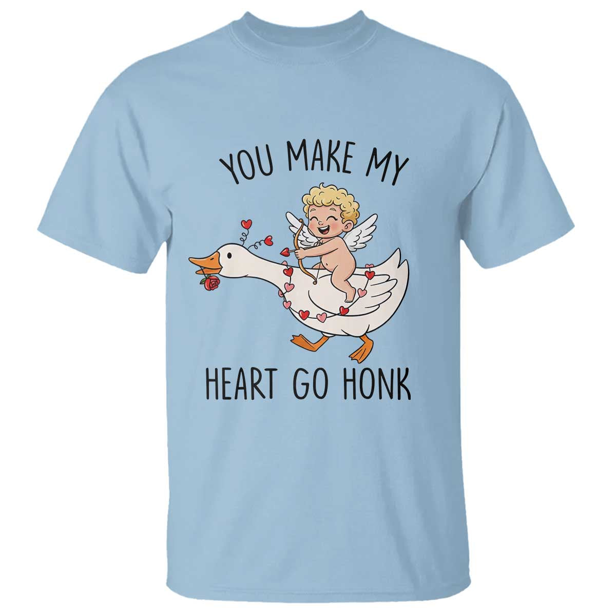 Funny Valentine Goose T Shirt You Make My Heart Go Honk - Wonder Print Shop