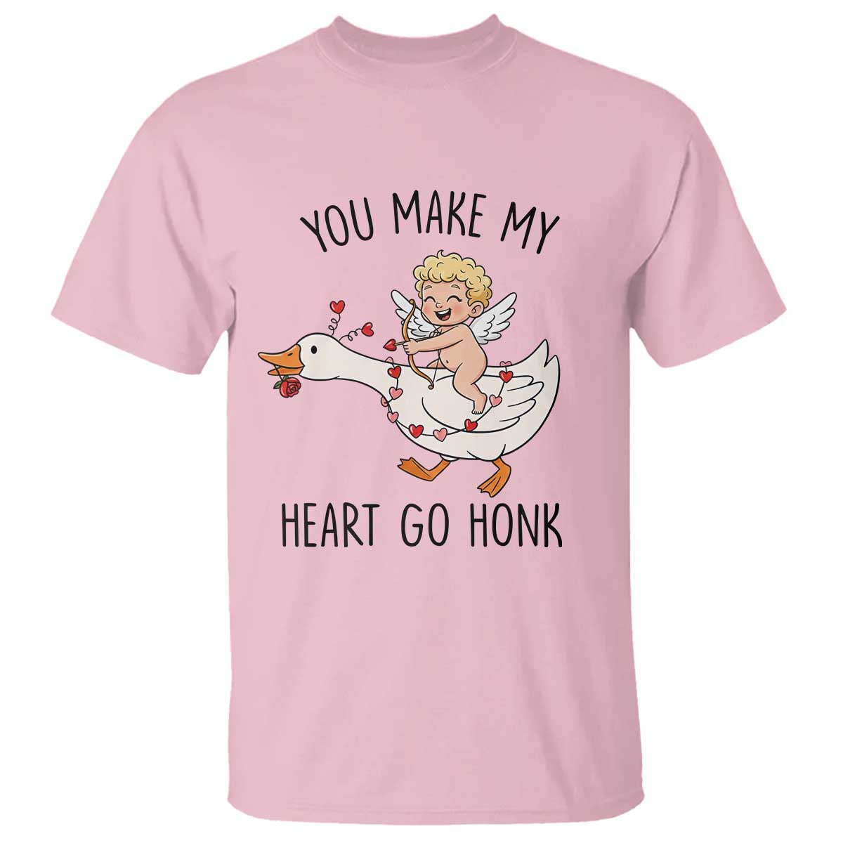 Funny Valentine Goose T Shirt You Make My Heart Go Honk - Wonder Print Shop