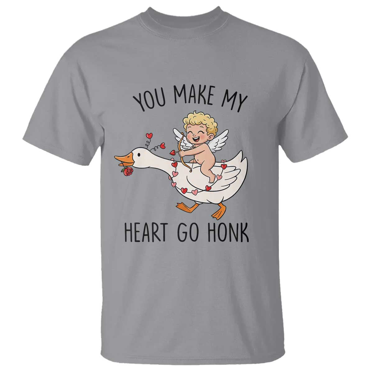 Funny Valentine Goose T Shirt You Make My Heart Go Honk - Wonder Print Shop