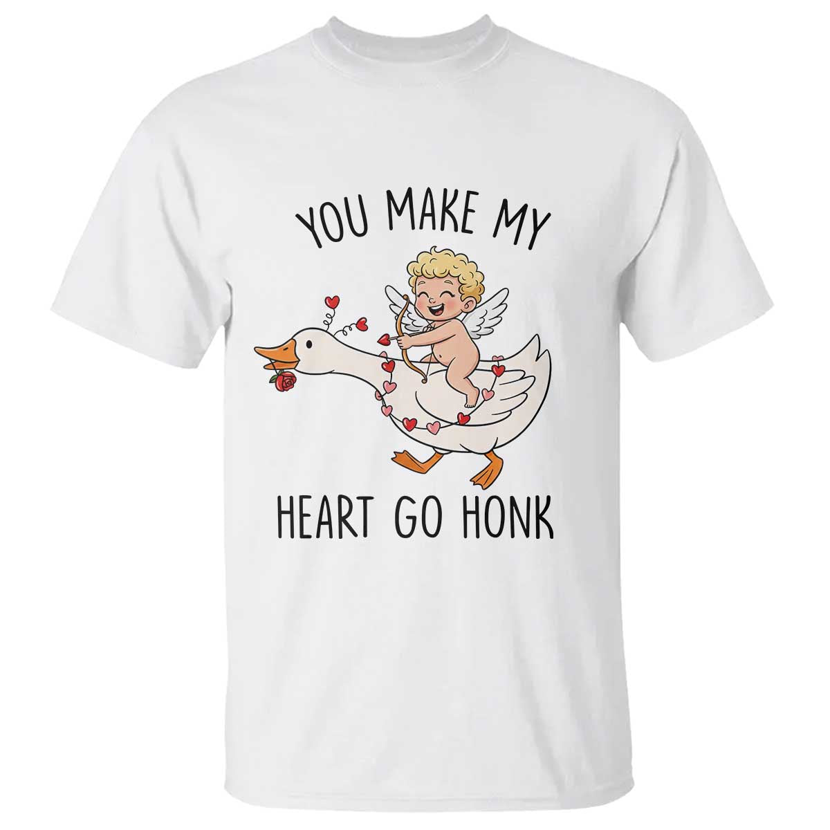 Funny Valentine Goose T Shirt You Make My Heart Go Honk - Wonder Print Shop