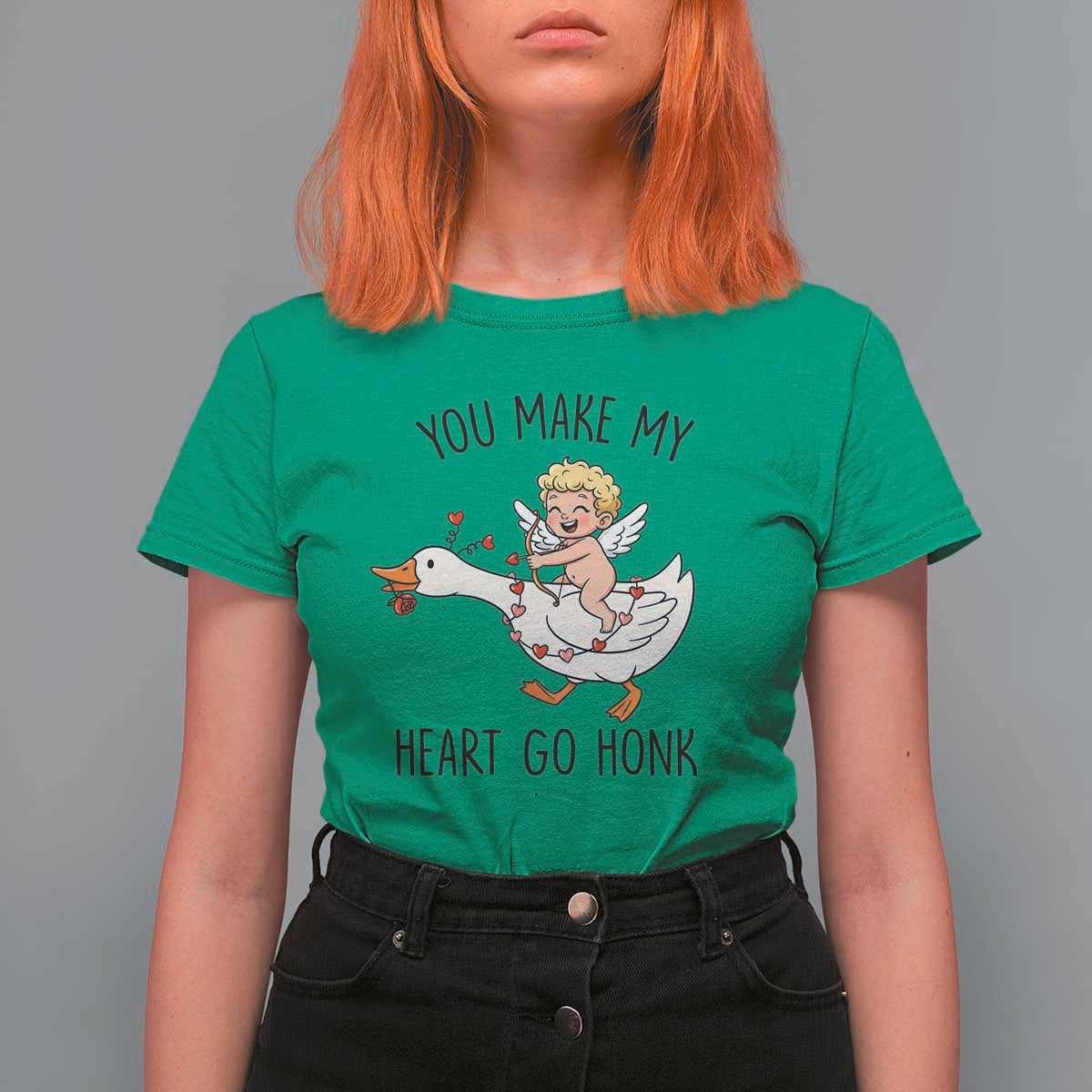 Funny Valentine Goose T Shirt For Women You Make My Heart Go Honk - Wonder Print Shop
