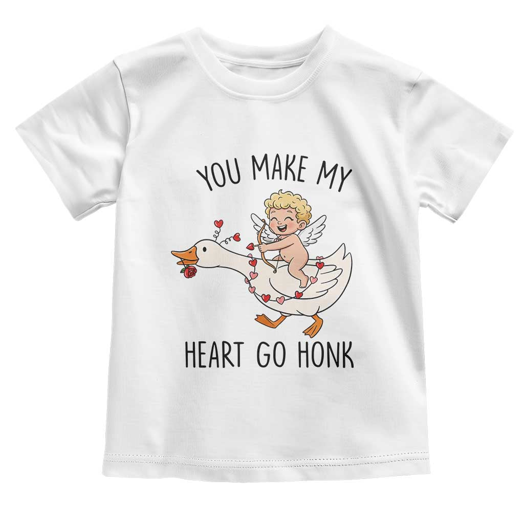 Funny Valentine Goose Toddler T Shirt You Make My Heart Go Honk - Wonder Print Shop