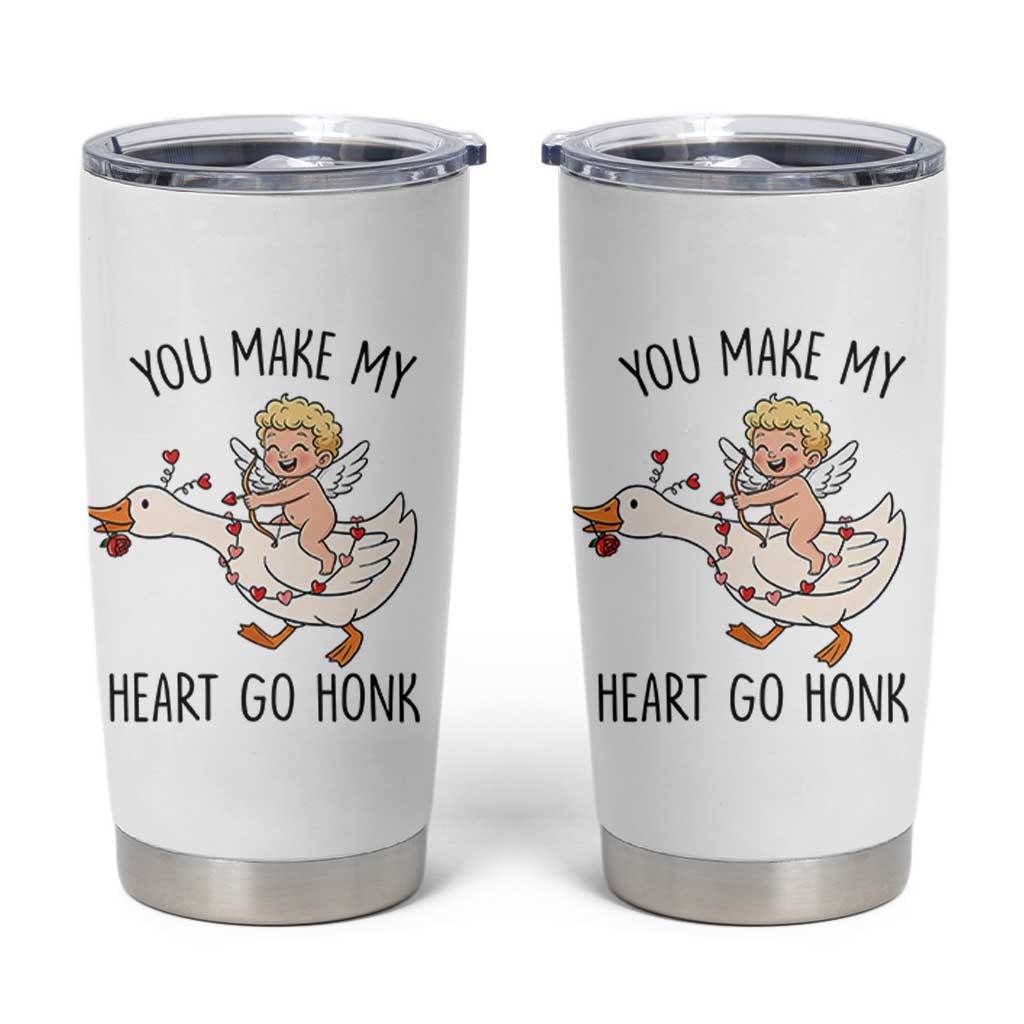 Funny Valentine Goose Tumbler Cup You Make My Heart Go Honk - Wonder Print Shop