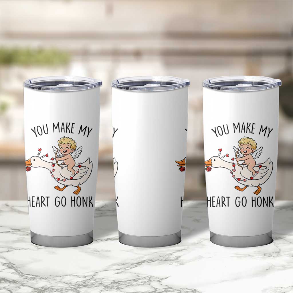 Funny Valentine Goose Tumbler Cup You Make My Heart Go Honk - Wonder Print Shop