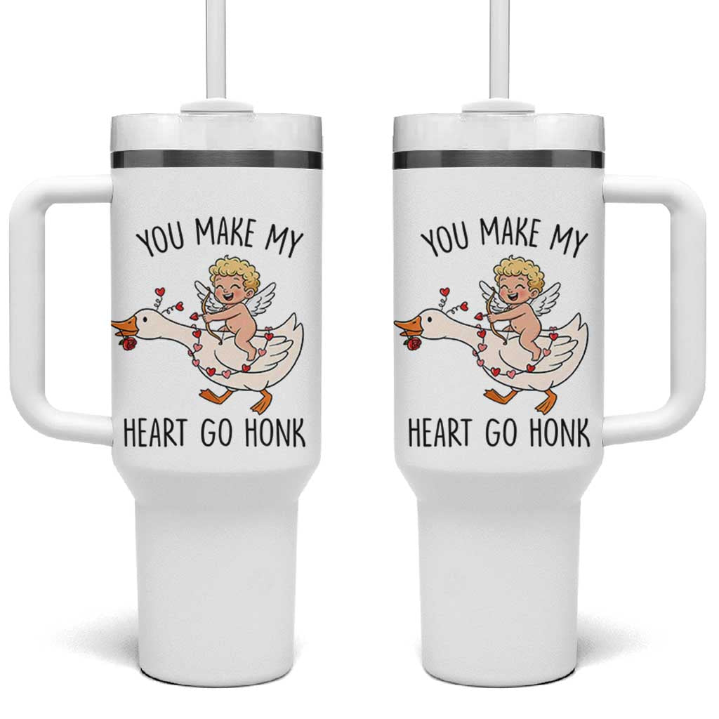 Funny Valentine Goose Tumbler With Handle You Make My Heart Go Honk - Wonder Print Shop