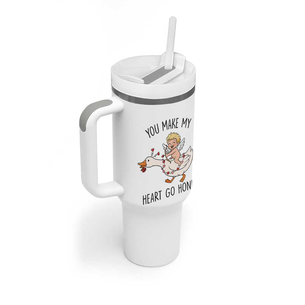 Funny Valentine Goose Tumbler With Handle You Make My Heart Go Honk - Wonder Print Shop